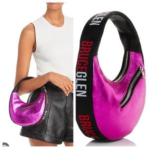 NWT! BRUCEGLEN Logo Mini Egg Metallic Leather